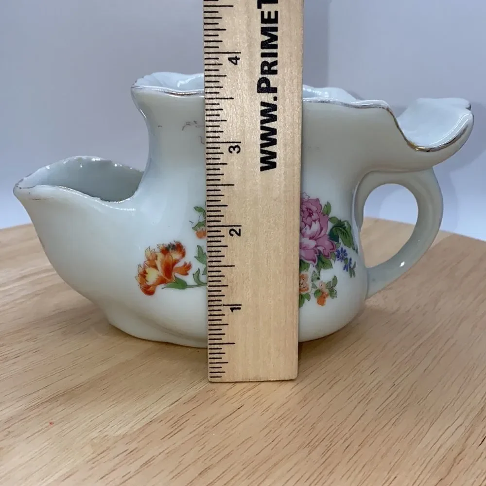 Vintage Floral Transferware Shaving Scuttle